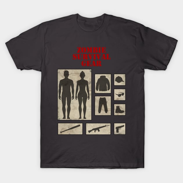 Zombie Survival Gear T-Shirt by MarceloMoretti90